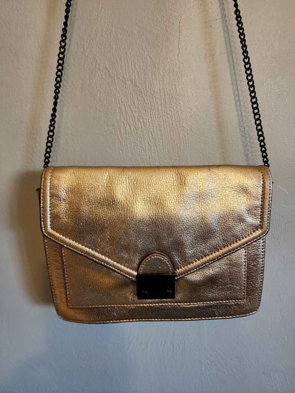 Loeffler Randall Metallic Gold Envelope Crossbody